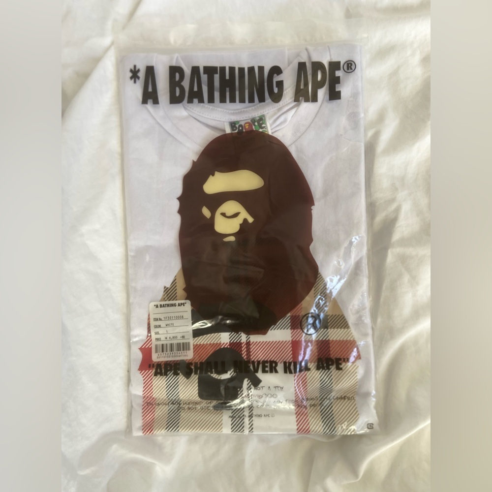 A Bathing Ape BAPE Check By Bathing Ape White Tee Brand  Size Large NEW
